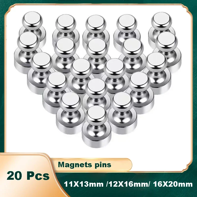 20Pcs Super Strong Magnet Magnetic Pushpins Sucker Thumbtack Durable Steel Magnet Push Pin for Refrigerator Whiteboard