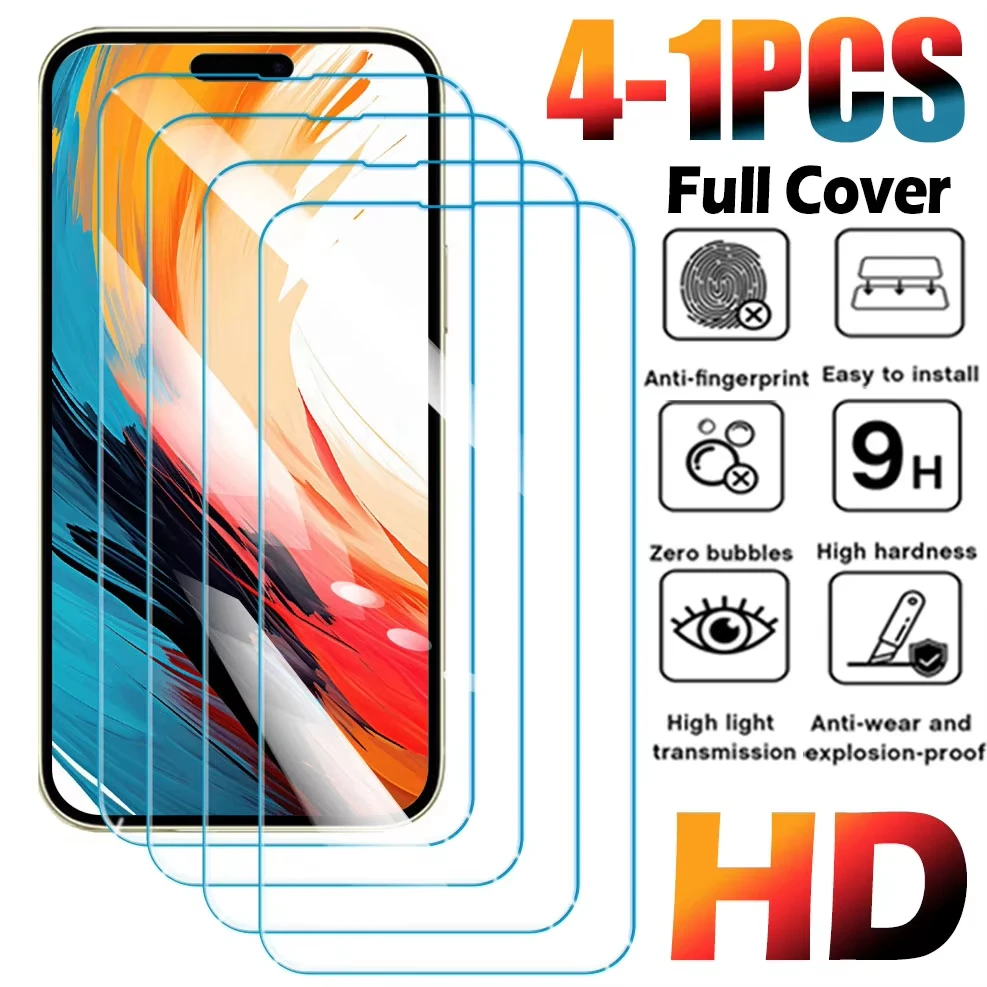 1-4PCS HD Screen Protector Film For iPhone 18 16 13 17 11 12 14 15 Pro Max Air 6 7 8 Plus X XR XS Max Full Cover Tempered Glass