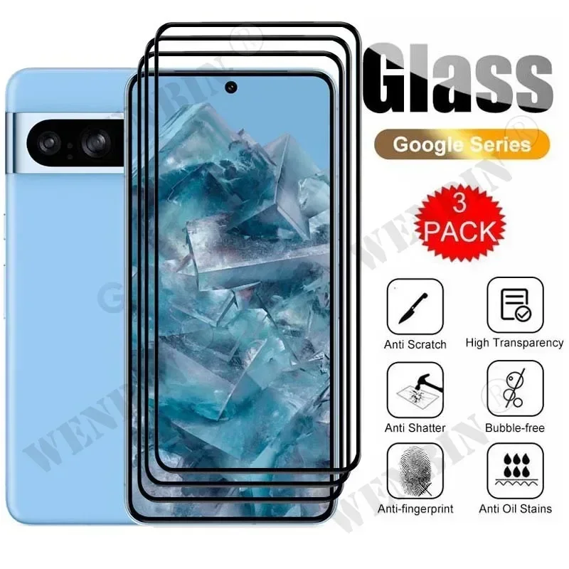 3 Pcs Tempered Glass For Google Pixel 10 9 8 Pro XL 7 6 Pro 7A 5A 3 XL Curved Full Cover Screen Protector