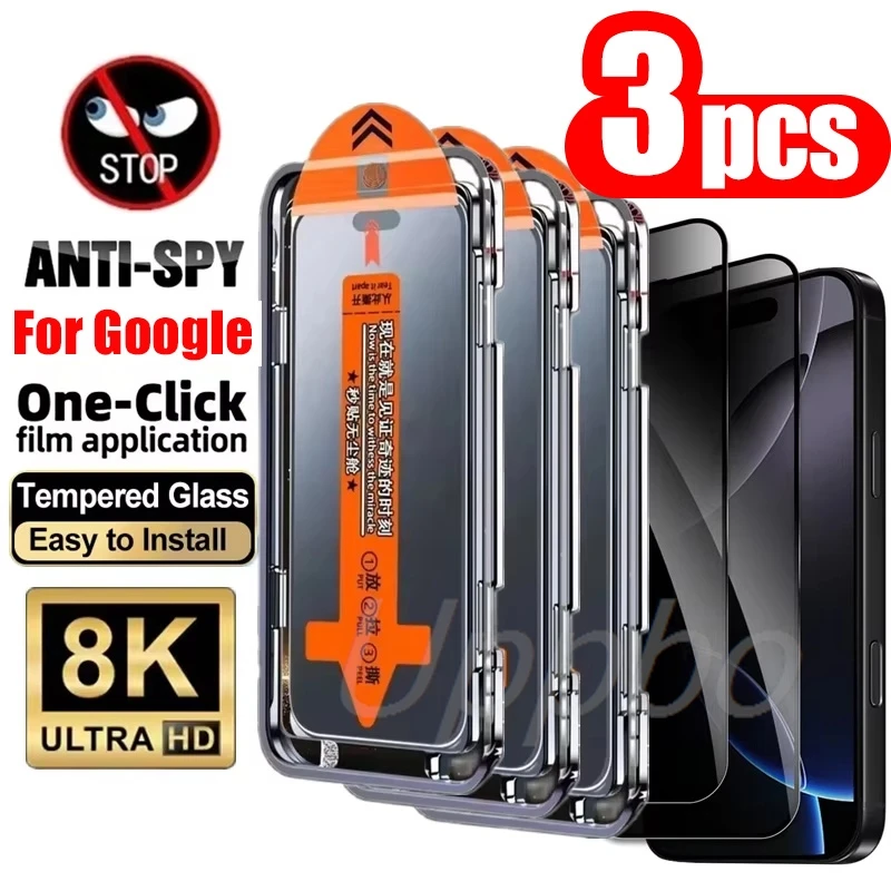 3PCS Anti Spy Screen Protector For Google Pixel 10 9 Pro XL 8 9 10 Pro 9A 8A 7A 6A Full Cover Privacy Tempered Glass Film