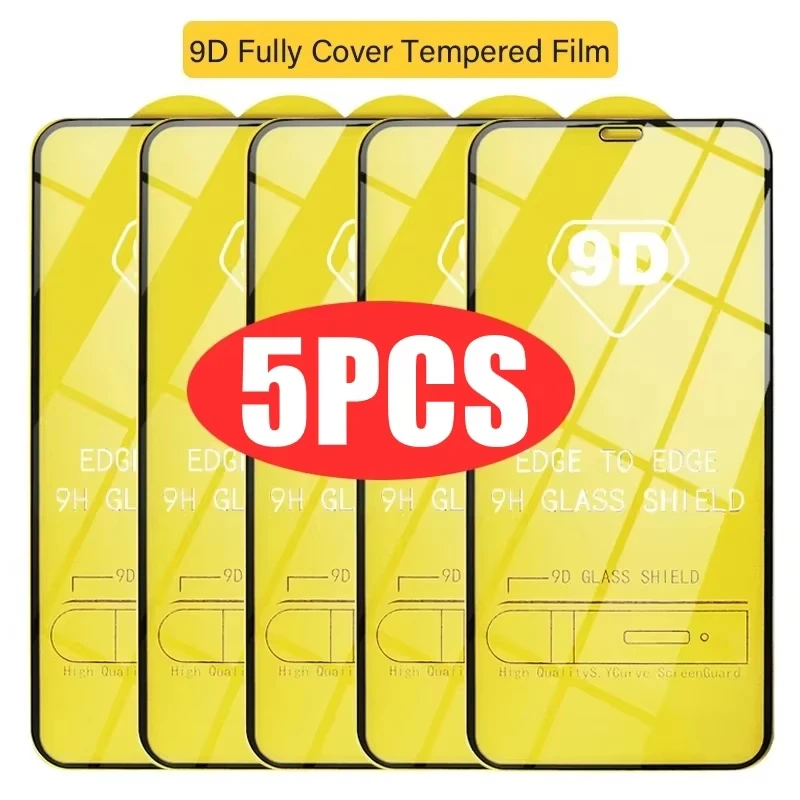 1-5Pcs 9D Full Cover Tempered Glass For Poco M7 Pro 5G Poco X6 X4 F6 F5 M6 Pro Poco M5 M4 Pro X3 X4 Pro F3 HD Screen Protector