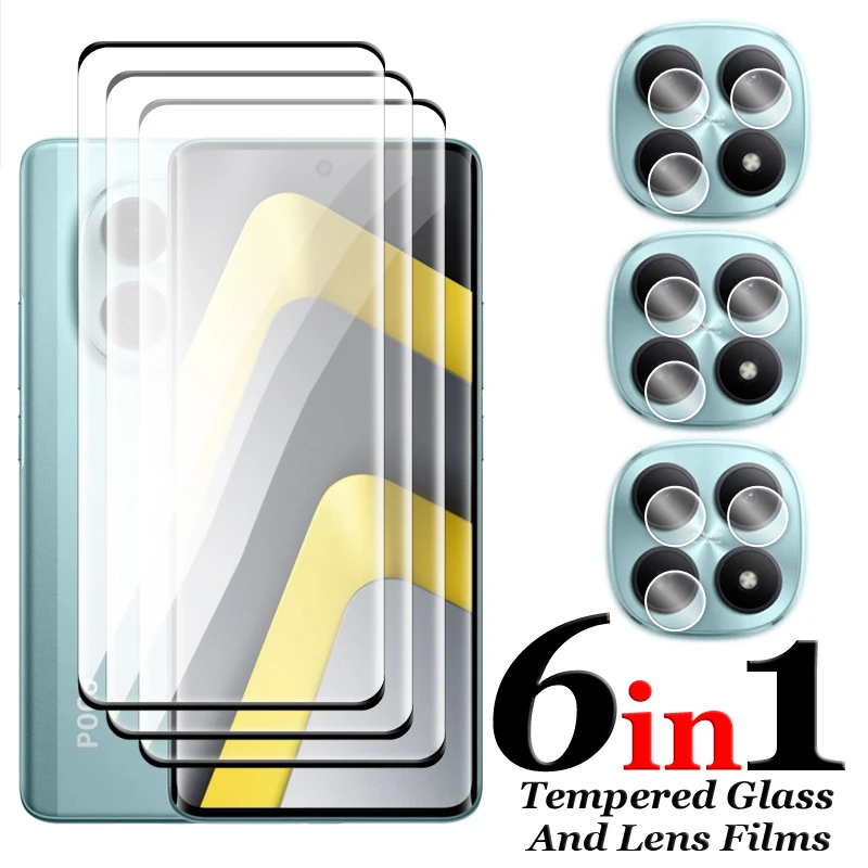 For Xiaomi Poco M8 Glass For Poco M8 Pro Tempered Glass Full Cover 3D Curved Screen Protector For Poco M8 Pro Lens Film