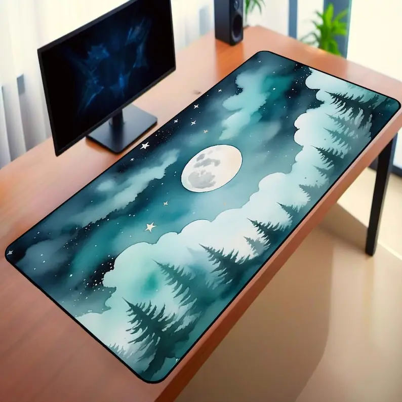 Moonlight Forest Art Gaming Mouse Pad, Non-slip and Waterproof Mouse Mat,minimalist Office Decor Mat,a Perfect Gift for Friends.