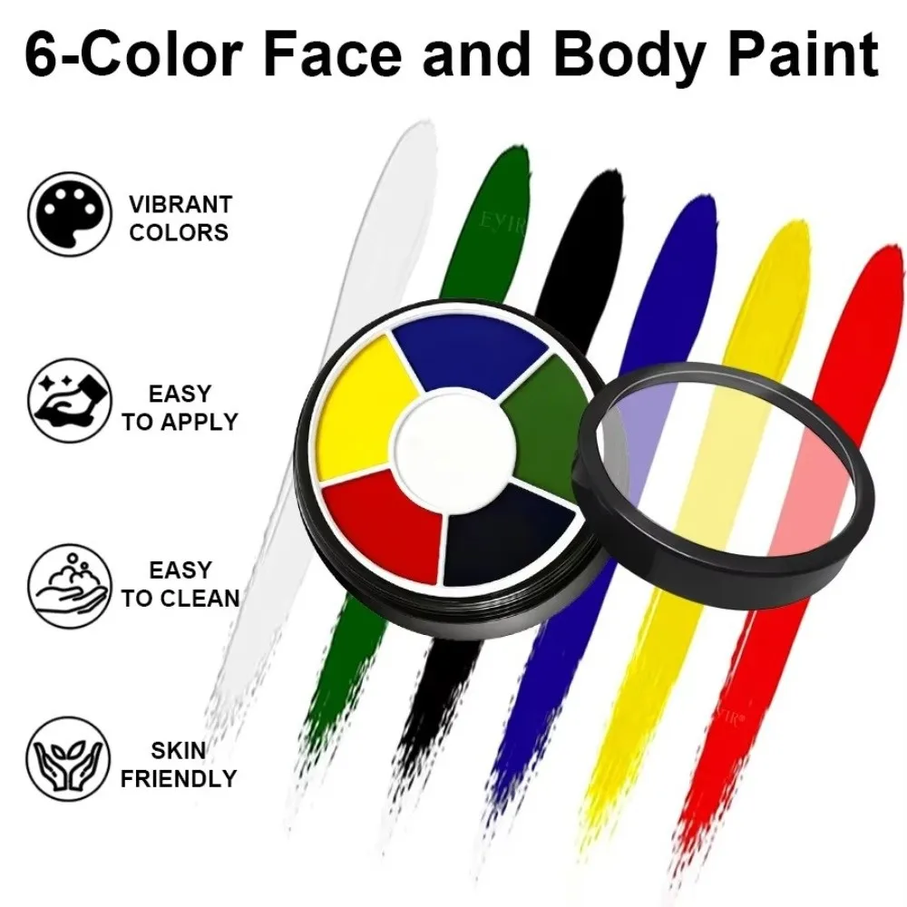 Painting Set 6 Colors Face Paint Palette Water Activated Clown Face Body Paint Palette Oil Face Paint Halloween Party