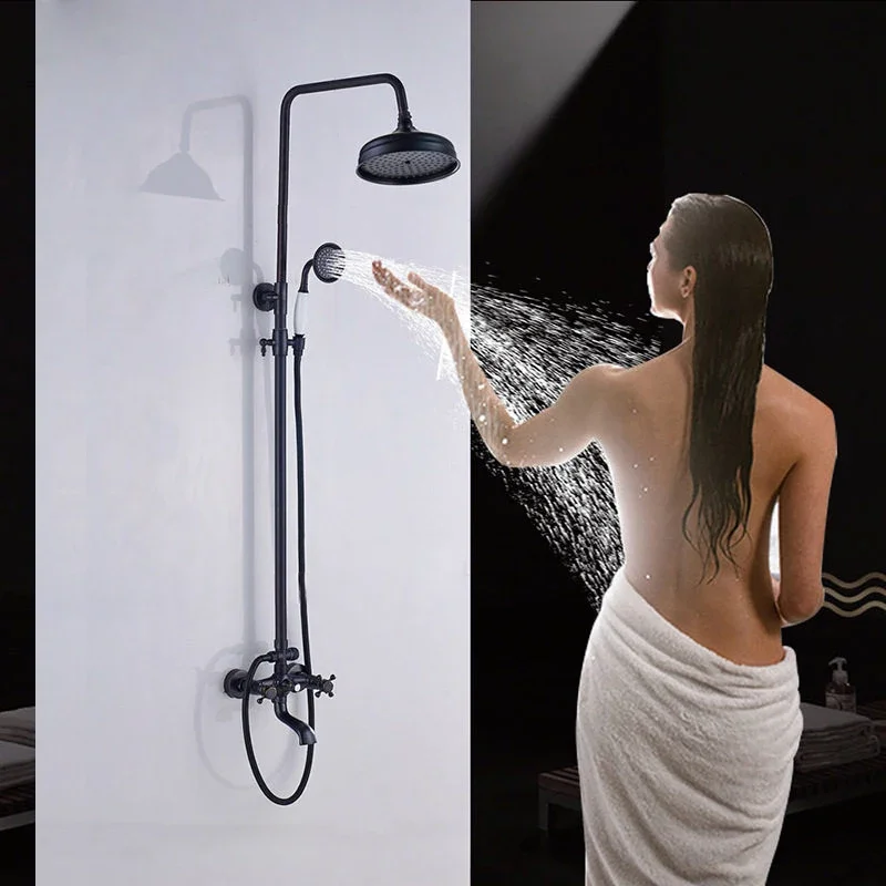 Becola Bathroom Shower Set With Freely Adjustable And Rotatable Black Three Speed Cold And Hot Mixed Showerhead