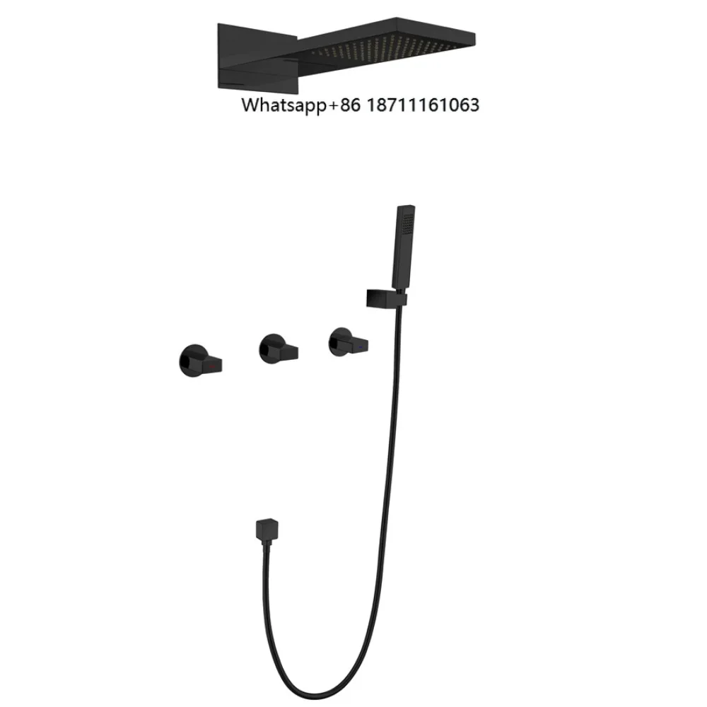 8813 Modern Full Brass Built in Faucet Matt Black Wall Luxury Bathroom Shower Set