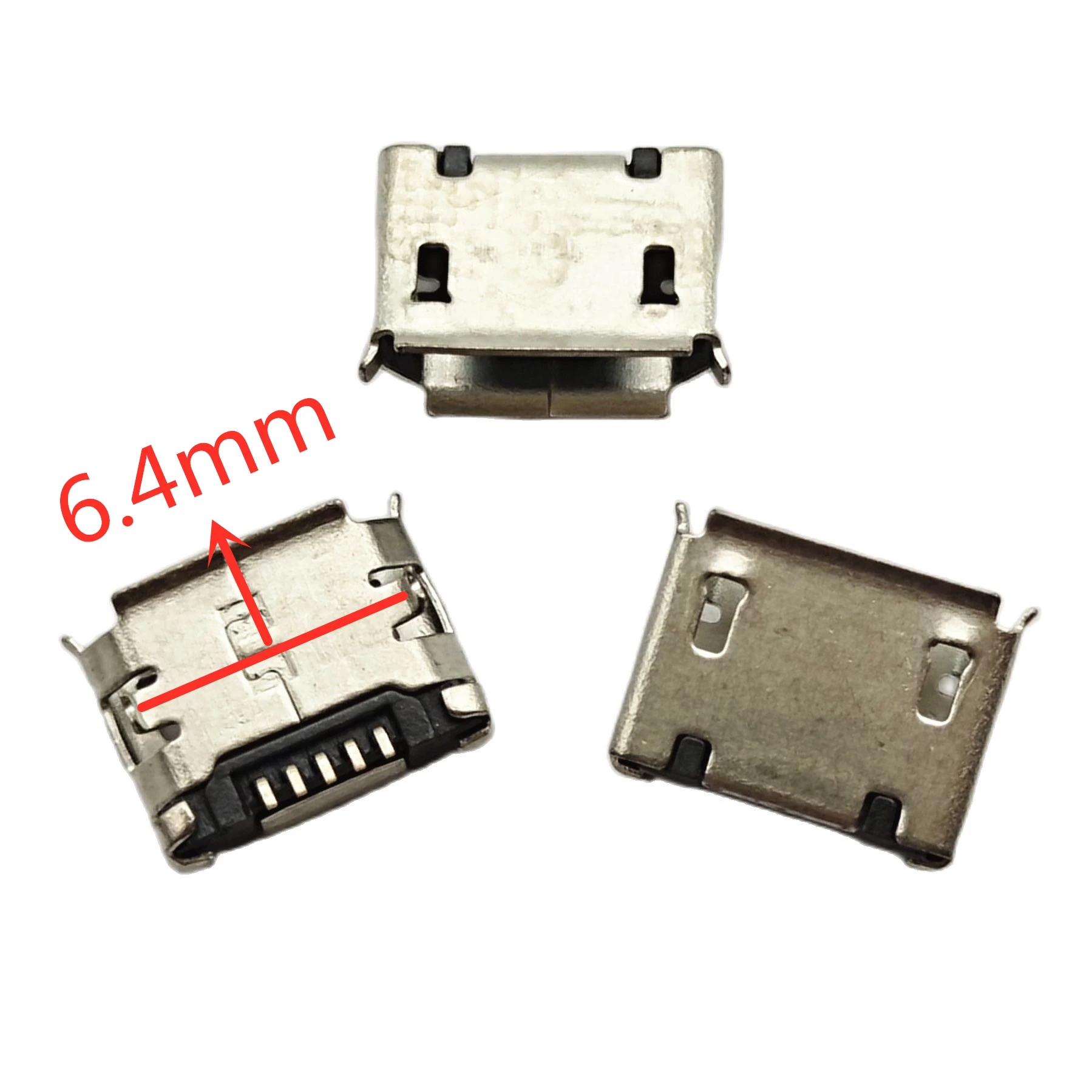 50pcs Micro USB Mini Connector 5pin 6.4mm Short Needle 5P DIP2 Data Port Charging Port Mini USB Connector for Mobile End Plug