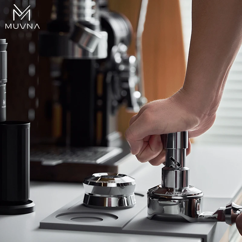 MUVNA TITAN Coffee Distributor & 30LBS Click Tamper 51/53/58.35mm Gravity Adaptive Espresso Leveler 4-Blade Barista Tool Set