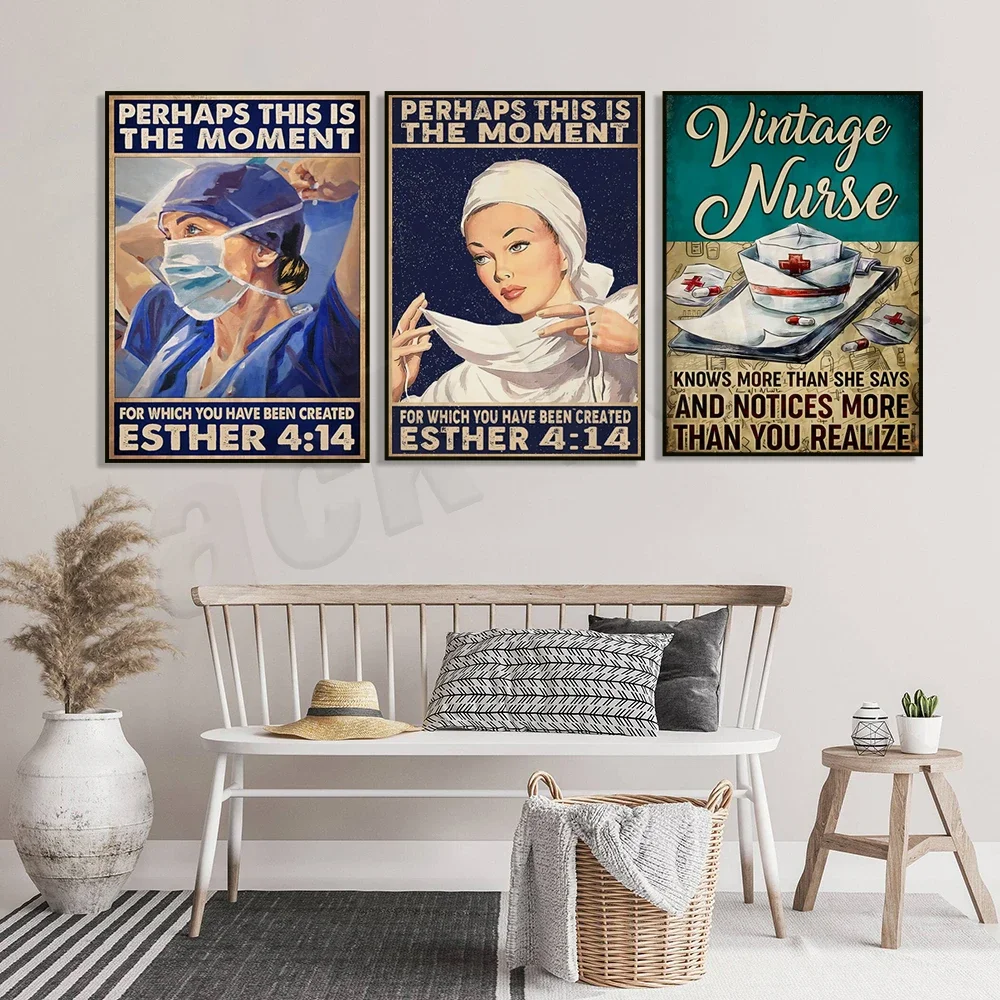 Vintage nurse poster, knows more than she says, sees more than you realize, nurse office decoration, nurse symbol, nurse sign