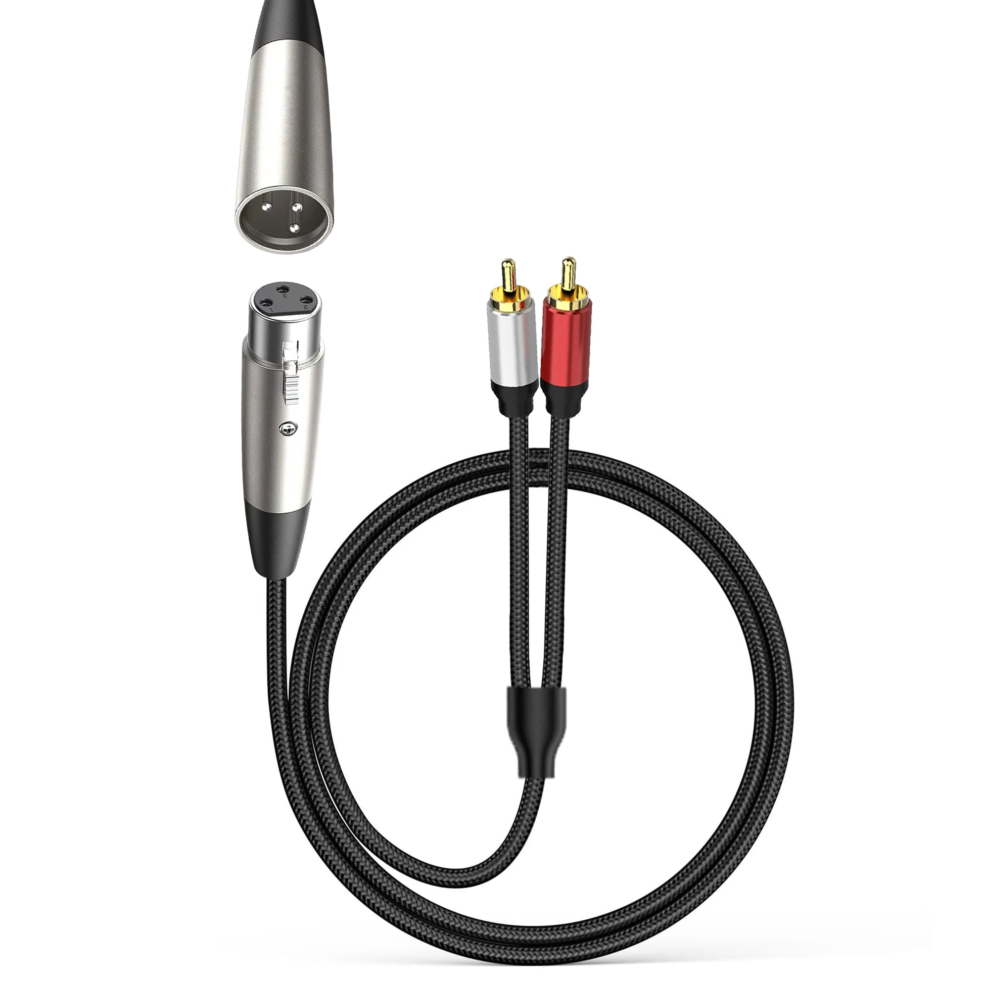 XLR 3Pin Male/Female To 2RCA Y Splitter Adapter Cable Unbalanced XLR Female to 2 RCA/Phono Plug Stereo Audio Interconnect Cord