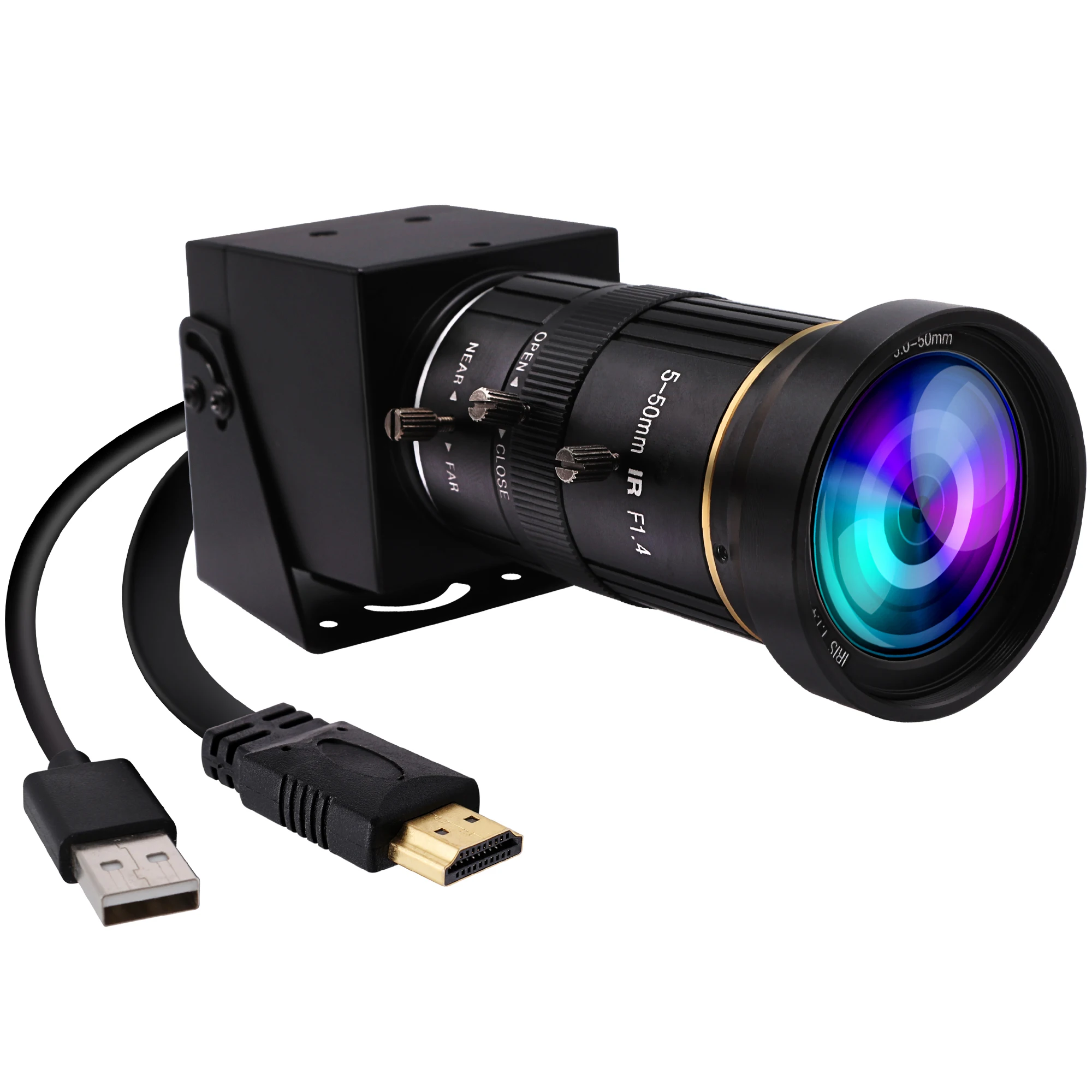 4K HD MI USB Camera H.264 H.265 Telescope 8MP IMX415 Industrial Webcam 5-50mm Varifocal Focus Manual Zoom Webcam for Computer