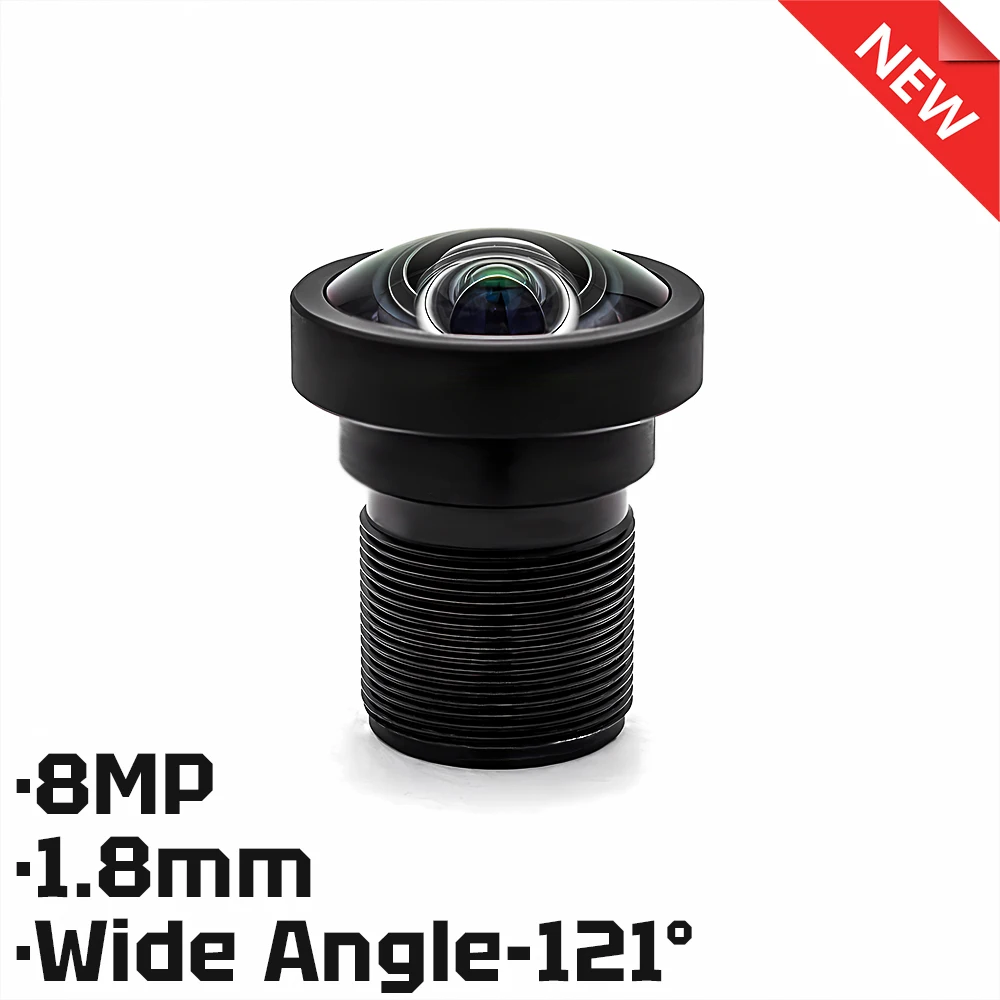 Camera Lens 8MP 1.8mm No Distortion 121° Wide Angle Aperture F2.8 Format 1/2.6