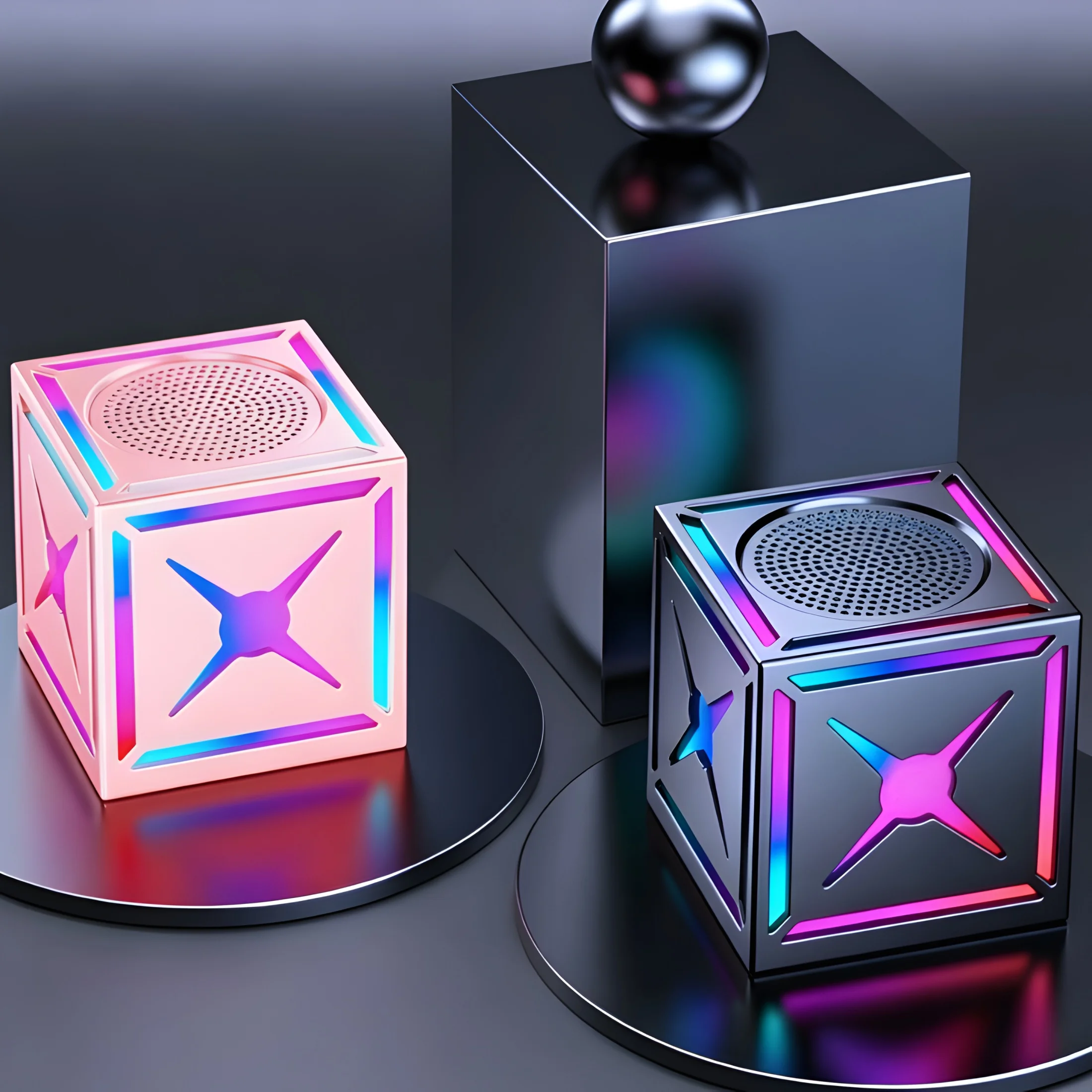 Mini RGB Bluetooth Speaker Colorful Cube Portable Wireless Speaker with Bass FM Radio LED Lights TWS Stereo Gaming Speaker