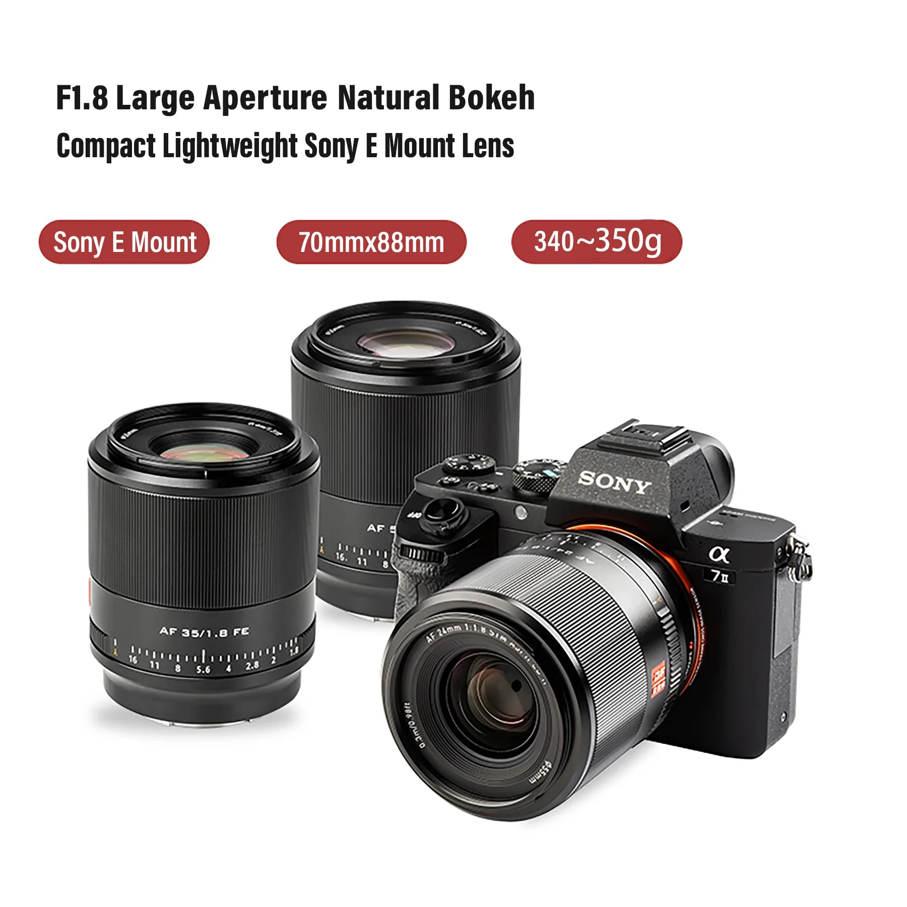 Viltrox 24mm 35mm 50mm 85mm F1.8 for  Auto Focus Lens extra Wide Angle Full Frame  E Mount Lens ZV-E10 A9II Lens