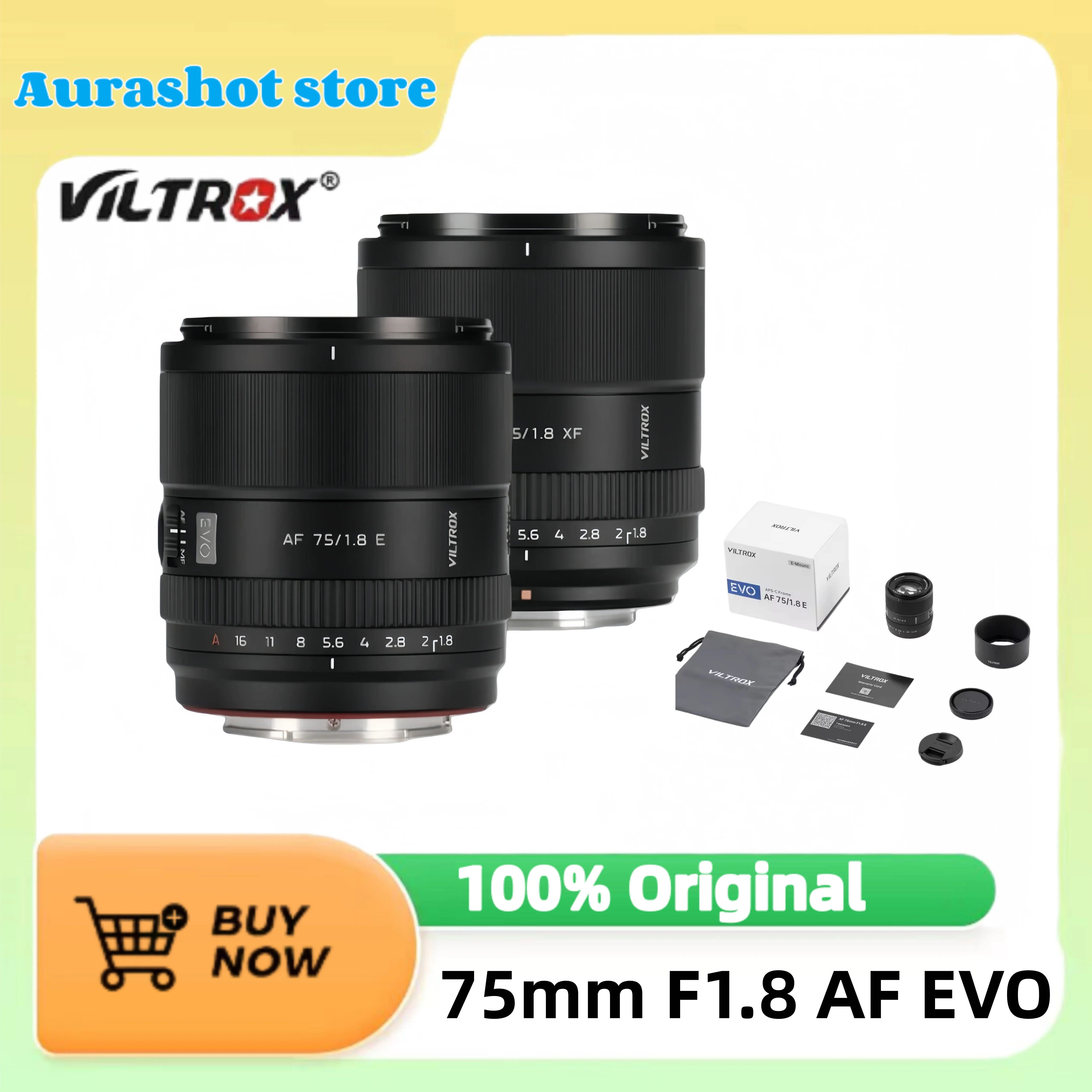 VILTROX 75mm F1.8 EVO APS-C Large Aperture Auto Focus Prime Lens for Sony E-Mount A9II A7RIII ZV-E10 Nikon Z-Mount Fuji XF-Mount