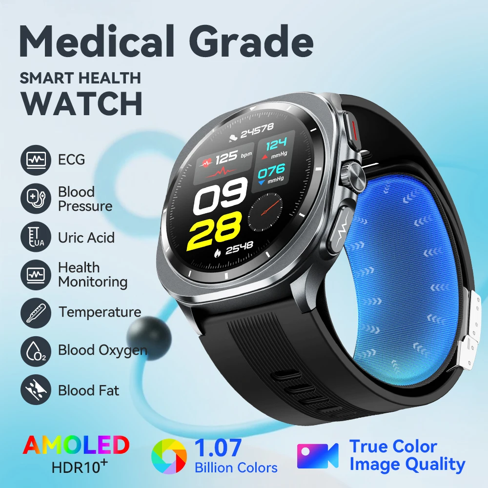 NOYAFA New ECG+PPG Blood Fat Uric Acid Health Monitoring Smartwatch Men Heart Rate Blood Pressure Bluetooth Call Smart Watch