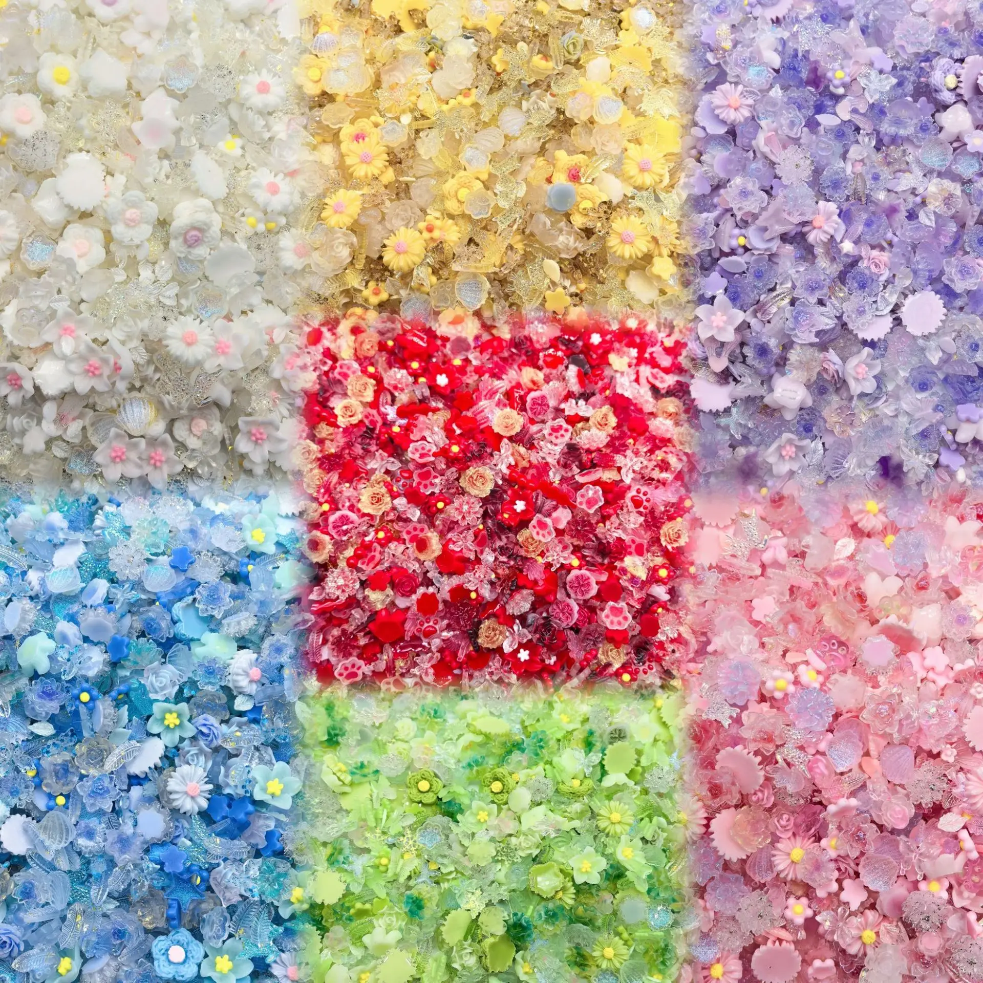 20pcs Mini Mixed Flower Cat Paw Leaf Resin Charms Random Type DIY Accessories Craft Supplies Desktop Decor Ornaments