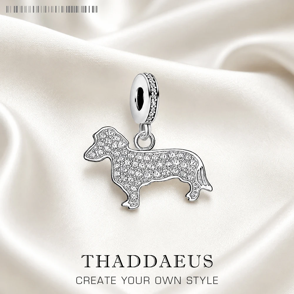 High Quality 925 Sterling Silver Cute Dachshund Pet Dog Charms Pendant For Women Men