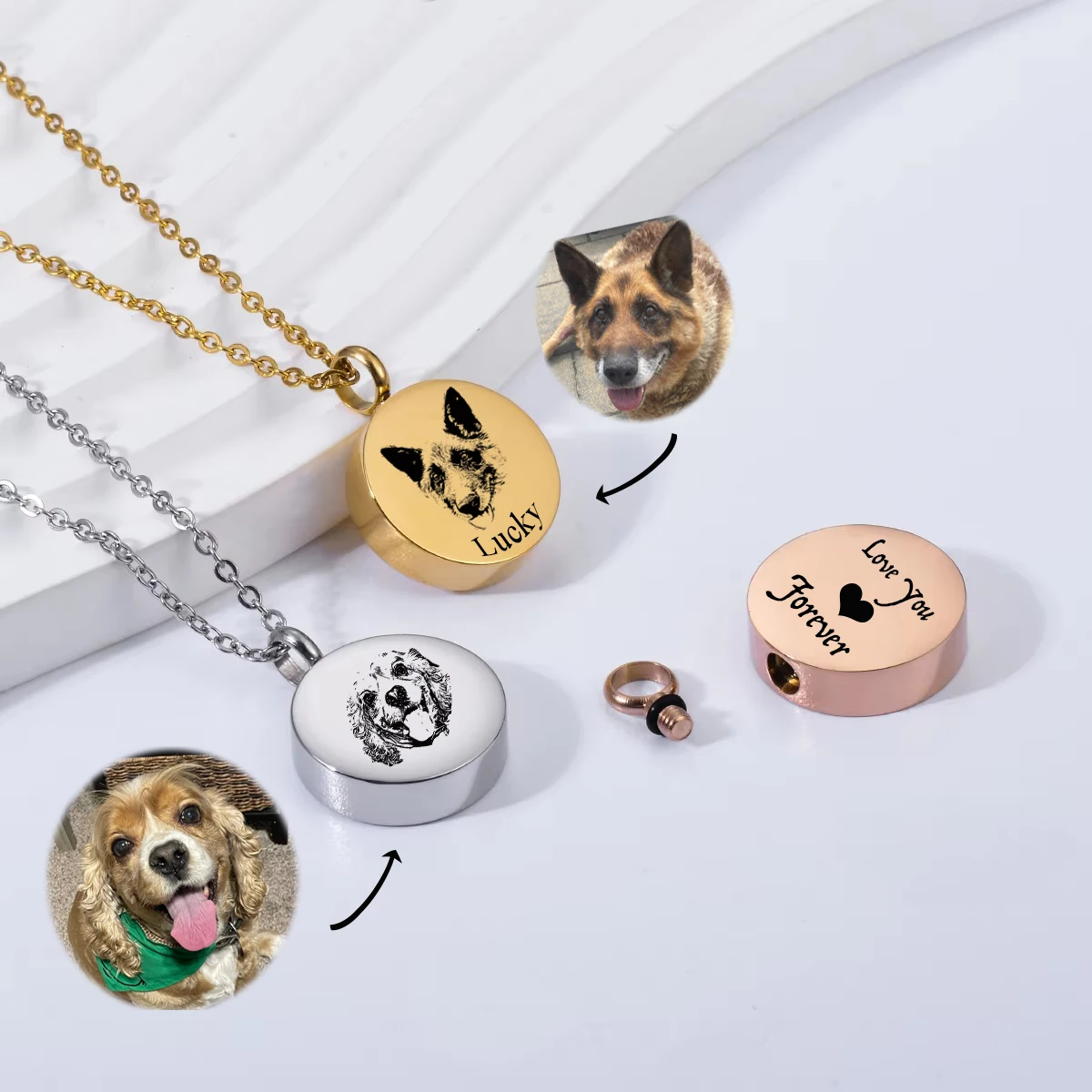 Custom Stainless Steel Round Urn Necklace for Ashes Cremation Pet Cat Dog Loss Urn Necklace Memorial Personalized Jewelry Gifts