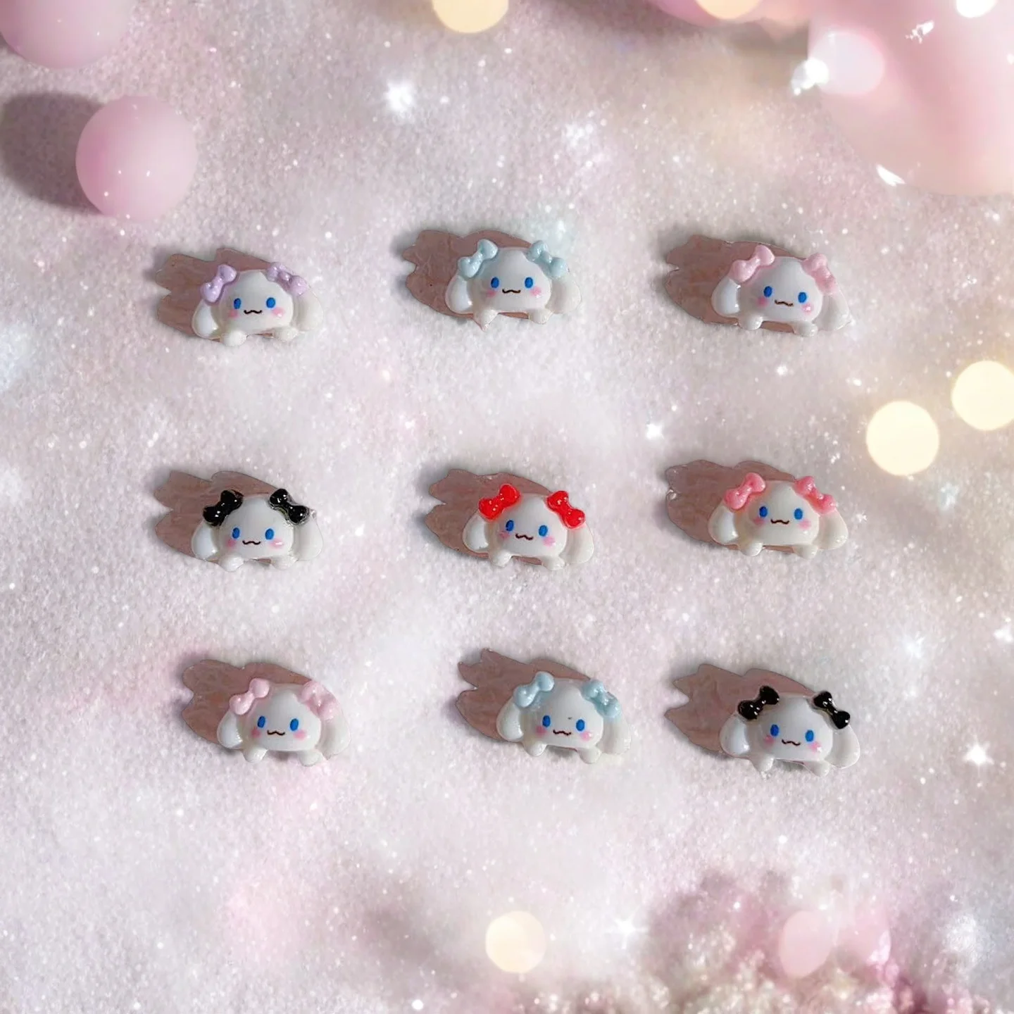 50Pcs Potdemiel cat 3D Bow Nail Charms - Fluffy Resin Ribbon Decor for Kawaii Manicures