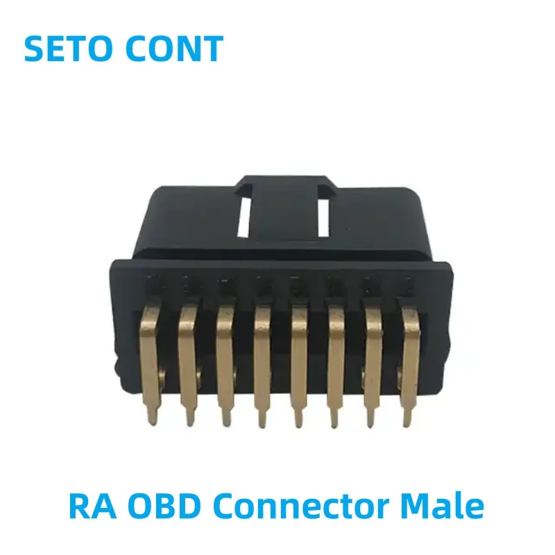 SETOCONT 12V/24V Right Angle OBD Connector Male 16 Pin OBD2 Plug with Terminals Golden Plated OBDII Interface J1962