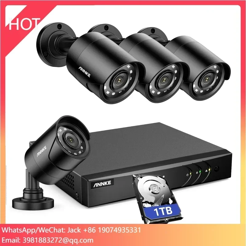 ANNKE 8CH 5MP H.265+ 5-in-1 DVR Security Camera System 4pcs 1080p Outdoor IP66 Waterproof Surveillance CCTV Camera
