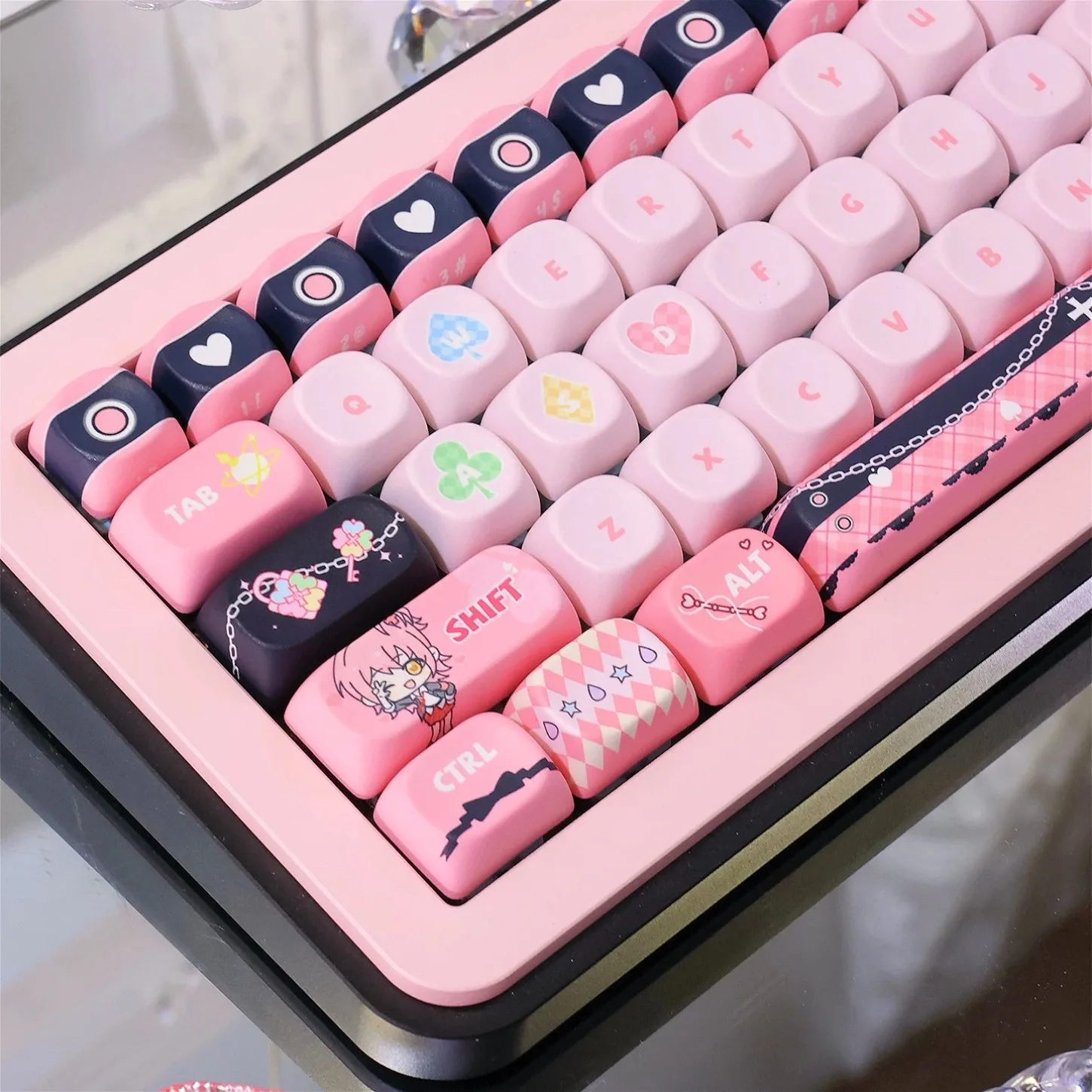 137 Keys MOA Profile Shugo Chara Cute Pink Girl Keycaps PBT for 61-108 Keys Mechanical Keyboard