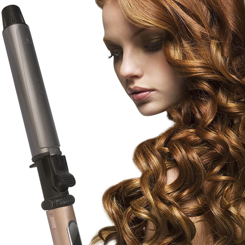 Diameter Size Styles Professional Nano Titanium Hair Curler with LED Digital Black+Gold Color Automatic Rotating Curling Iron