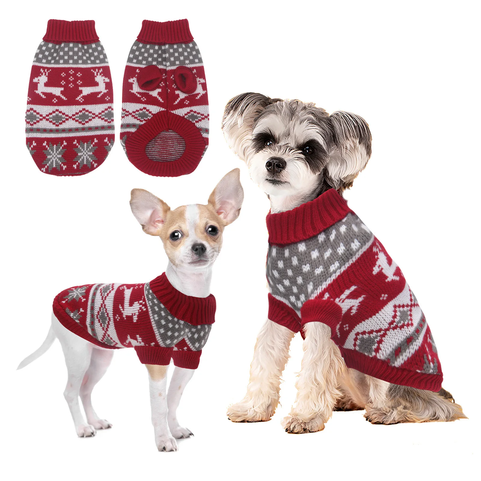Ugly Christmas Dog Sweater Reindeer Turtleneck Knitwear Warm Soft Cozy Xmas Winter Medium Large Dogs Pet Outfit Hot New