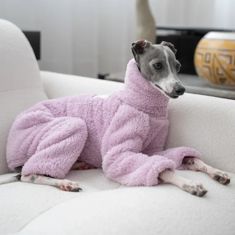 Elastic Dog Fleece Jumpsuit,Pet Warm Pajamas Coat For Big Breeds,Puppy Winter Sweater - Whippet Greyhound Clothings Cold Weather