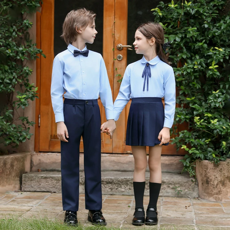 Korean Children Formal Clothing Set Boys Girls School Uniform Suit from 4 to 16 Years Kids Wedding Party Shirt Pants Skirt Suit