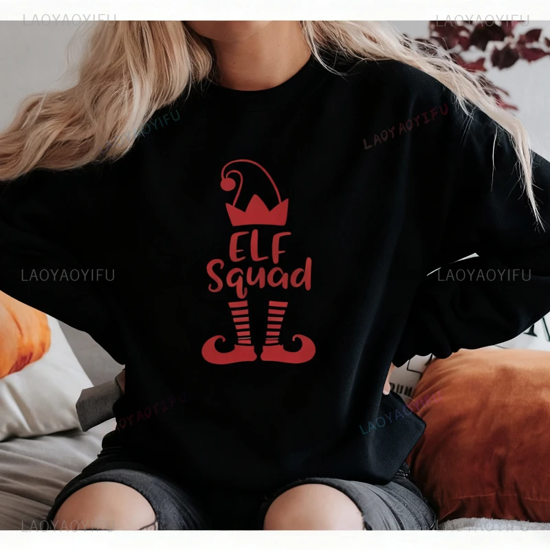 Elf Squad Sweatshirt Funny Elf Sweatshirt Christmas Gift Unisex  Pullover Hoodie Long Sleeve Sports Wear Humor Style