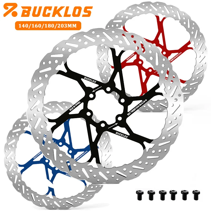 BUCKLOS Bicycle Disc Brake Rotor 140/160MM Mountain Bike Rotor 180/203MM Heat Dissipation Bicycle Hydraulic Disc Brakes Rotors