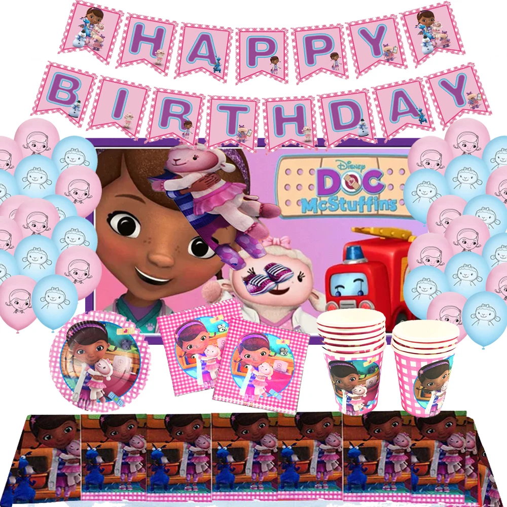 Toy Girl Little Doctor Birthday Party Decoration Supplies Disposable Tableware Balloon Cup Plate Napkin Baby Shower Girl Gifts