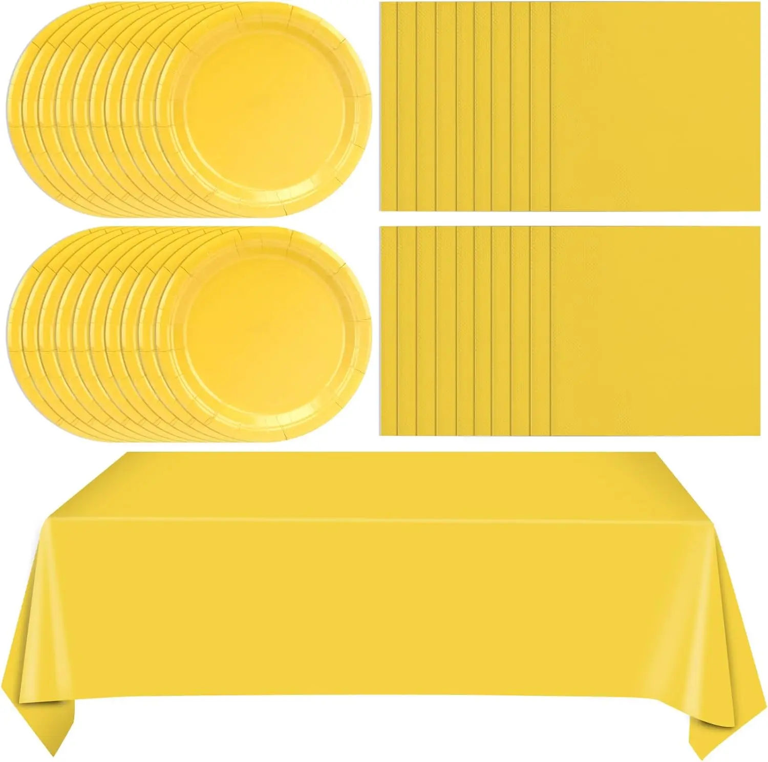 Yellow Disposable Tableware Set Paper Plates Cups Napkins For Kids Birthday Baby Shower Sunshine Summer Party Decorations