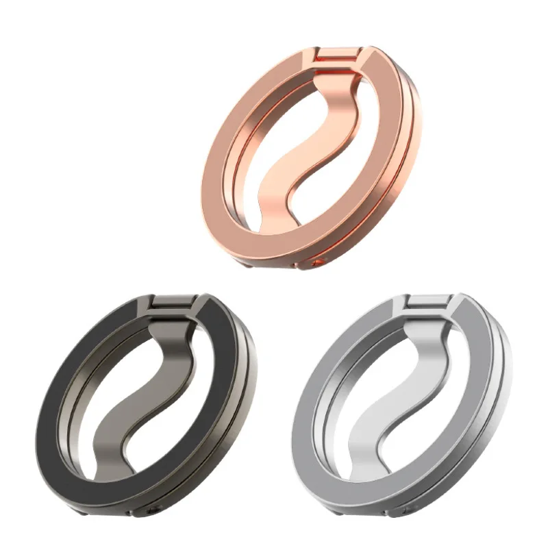 Double Sided Magnetic Metal Phone Ring Holder Adjustable 360° Rotation Stand For Magsafe Removable Ultra Thin Phone Bracket