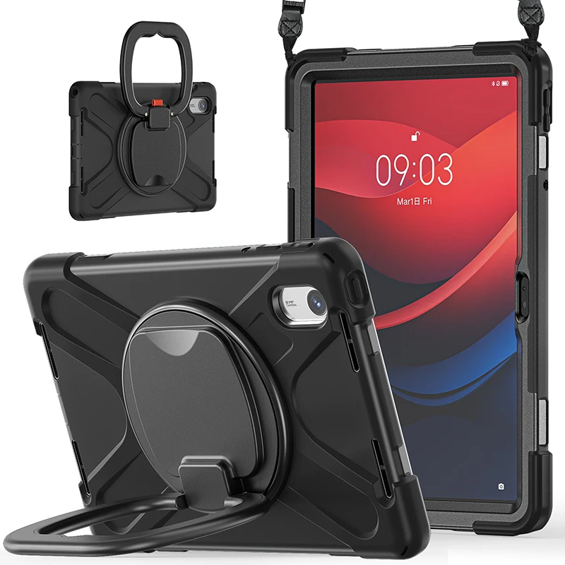 Case For Lenovo Tab Xiaoxin Pad P11 M11 11 inch 2024 TB330FU TB331FC Tablet Case Stand Holder Shoulder Strap 360 Rotation Cover