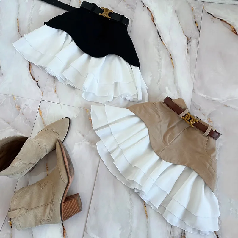 Pencil Skirt Tiered Skirt Women's Summer Ruffled High-Waisted New Comfortable Minimalist Trendy Niche Versatile Elegant Unique