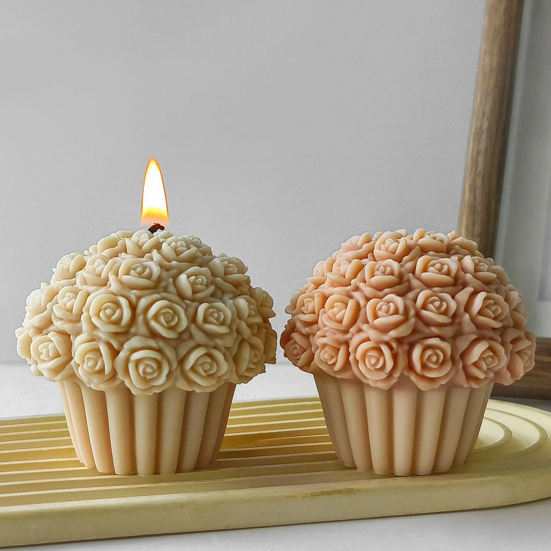 Flower Basket Shape Cake Baking Silicone Mold DIY Scented Candle Rose Bouquet Mould Gypsum Plaster Ornament Soap Making Tool
