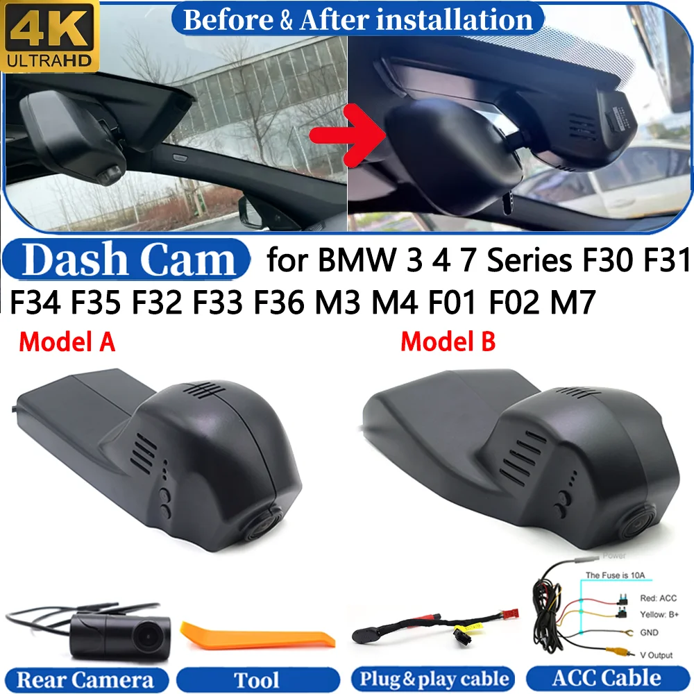 Dash Cam for BMW 3 4 7 Series F30 F31 F34 F35 F32 F33 F36 M3 M4 F01 F02 M7 Front＆Rear DVR Dashboard Camera Video Drive Recorder
