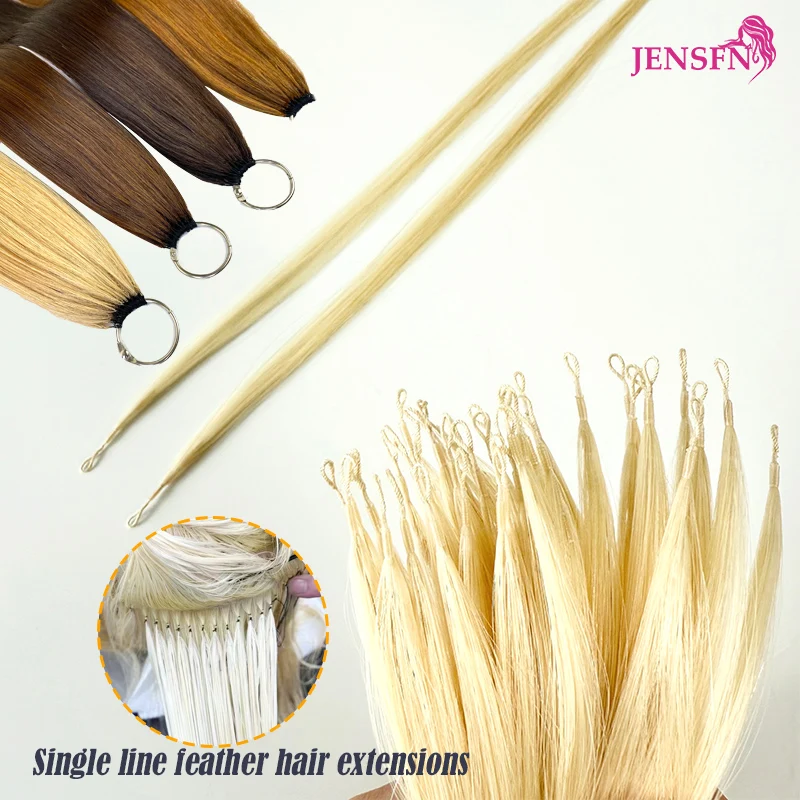 JENSFN Third Generation Micro Feather New Hair Extensions 100% Human Hair Straight 16