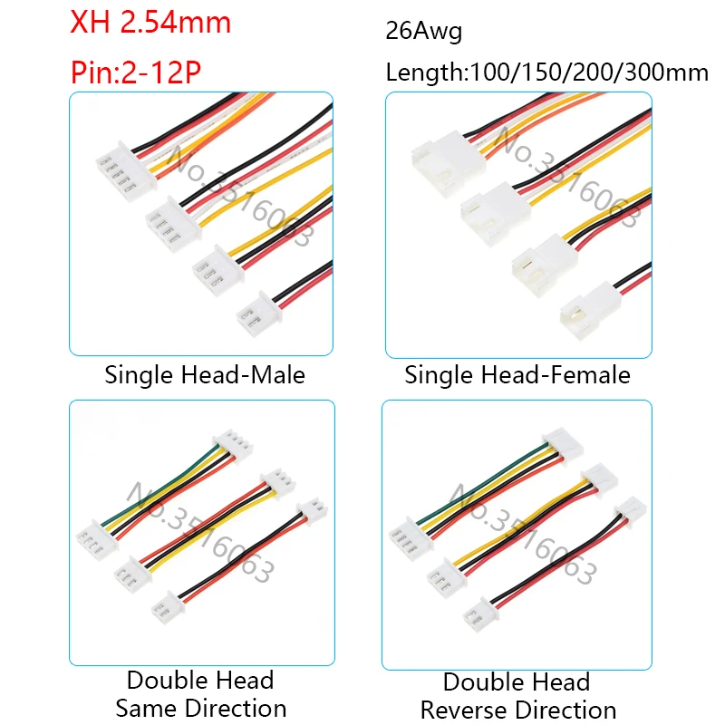 5/10Pcs XH-2.54mm Male/Female Plug Connector With Wire 100/200/300mm 2/3/4/5/6/8/10P Pin Jumper Line Micro JST Cable For Arduino