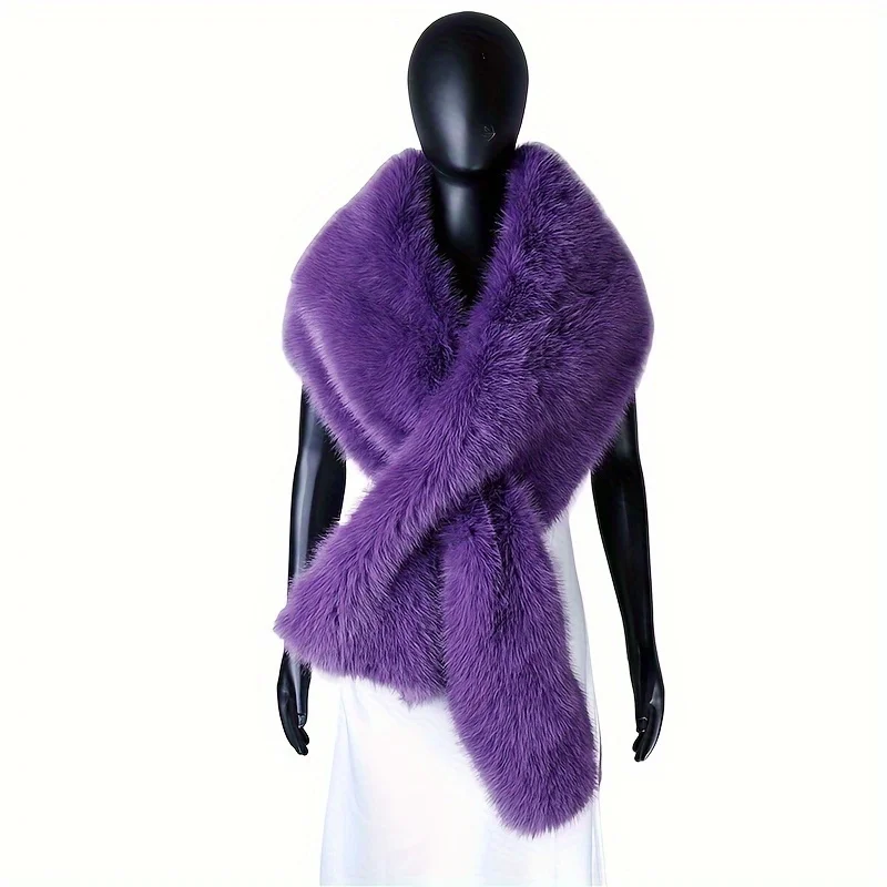 Faux Fur Scarf With Adjustable Shoulder Straps Soft And Warm, Elegant And Fashionable Perfect For Outdoor Wear