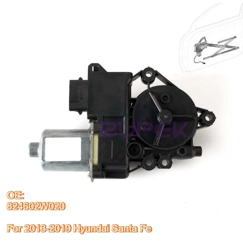 BUPEK Front Right Passenger Side Power Window Motor for 2013-2019 Hyundai Santa Fe Electric Glass Regulator 824602W020