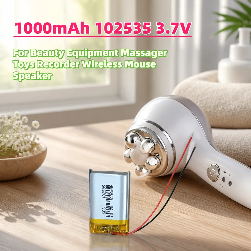 Fast Shipping 1000mAh 102535 3.7V Li-Po Soft Pack Lithium Battery For Beauty Massager Toy Recorder Wireless Mouse Mini Speaker