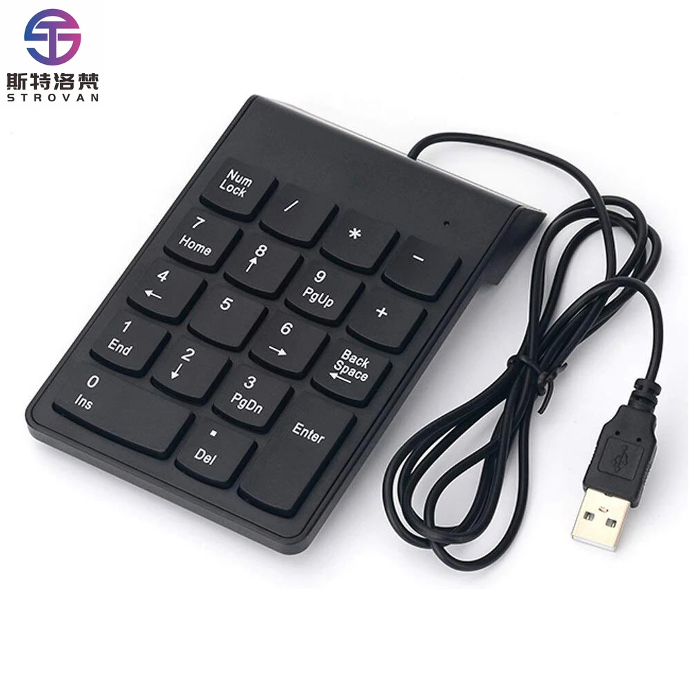 Wired 18 Keys USB Silent Portable Number Keyboard One-hand Ultra Slim Numeric Keyboard for Laptop Desktop PC Tablet Phone