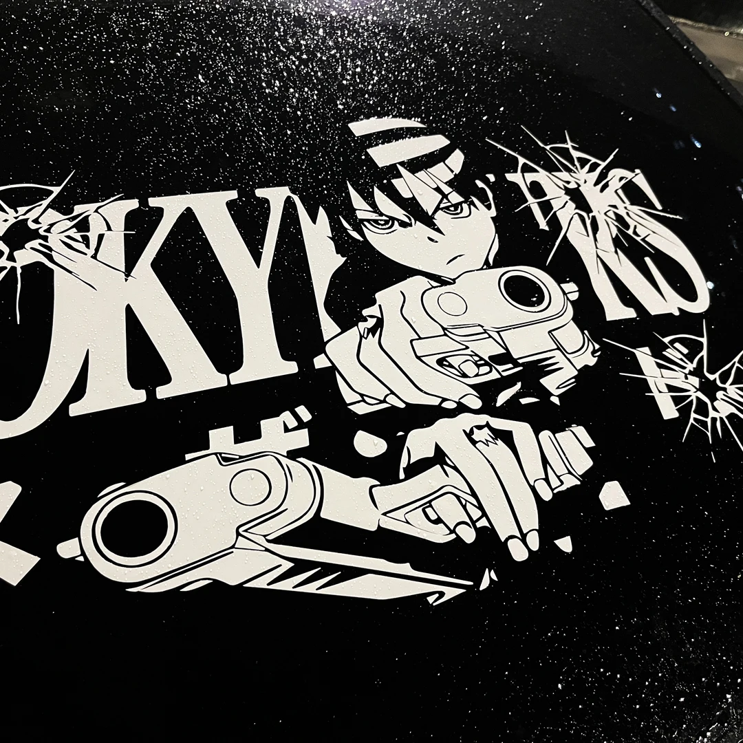SPOOKY HOURS JDM Anime Cartoon Car Rear Windshield Door Super Cool Off-Road Pickup Sticker Waterproof Vinyl Sticker