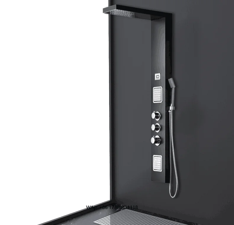 High Quality 304 Stainless Steel Black Rain Shower Plate Thermostatic Shower with Handheld Shower Bathroom