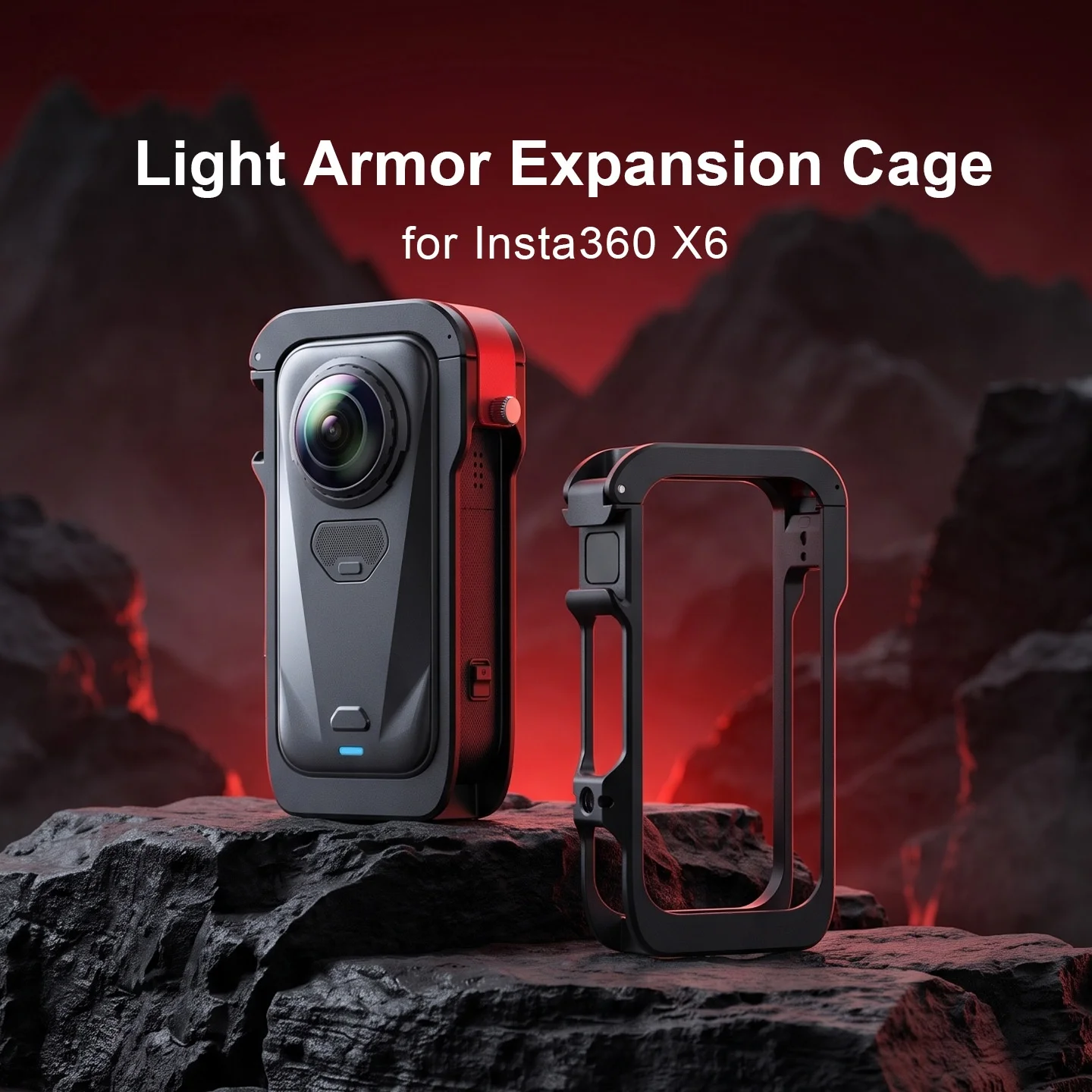 Aluminum Metal Cage for Insta360 X6, Camera Frame Expansion Protective Case, Ergonomic Grip with 1/4