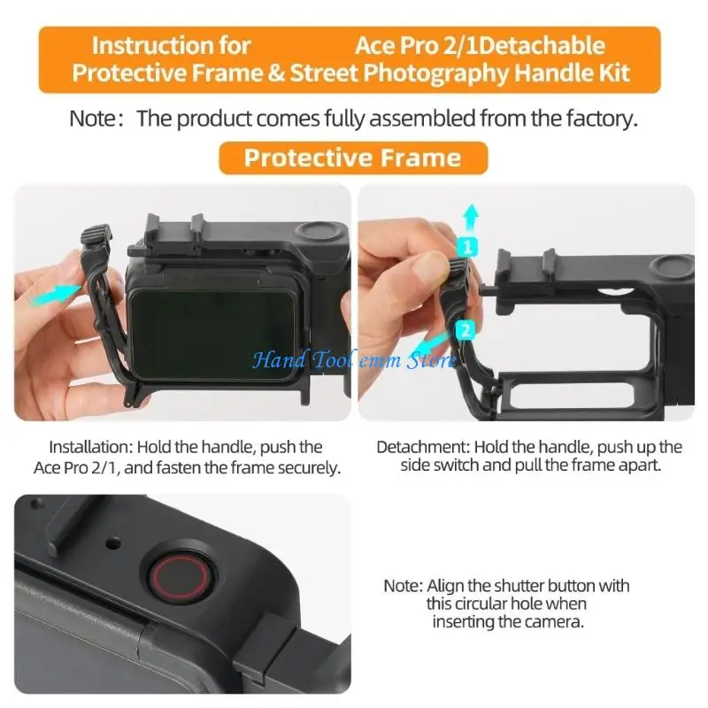 H37F Ergonomic Grip Handle For AcePro 2/1 Camera Cage Frame With Cold Shoe Mount
